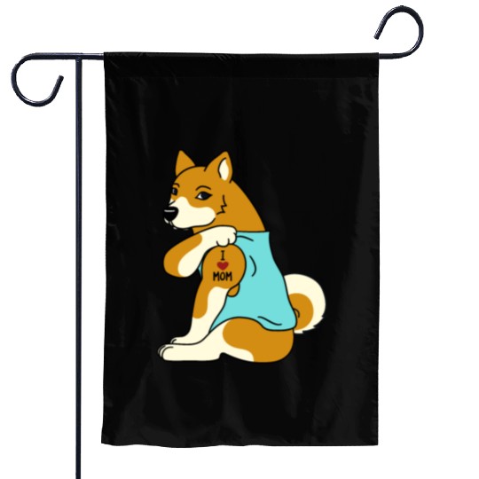 I Love Mom Tattoo Shiba Inu Garden Flags