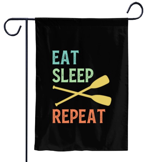 Eat Sleep Paddle Repeat Vintage Canoe Kayak Garden Flags