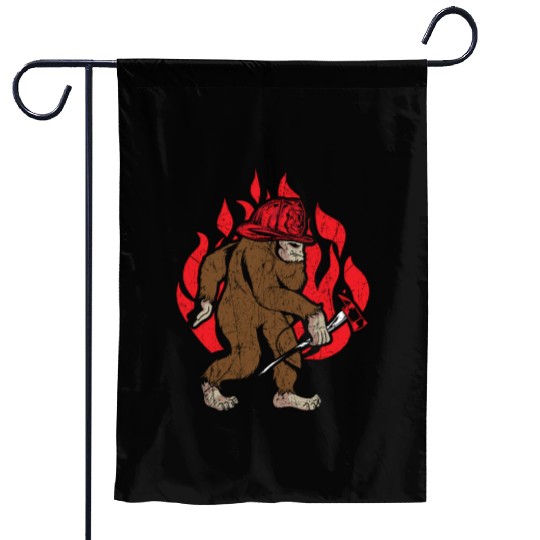 Firefighting Fireman Firefighter Fire Bigfoot Garden Flags