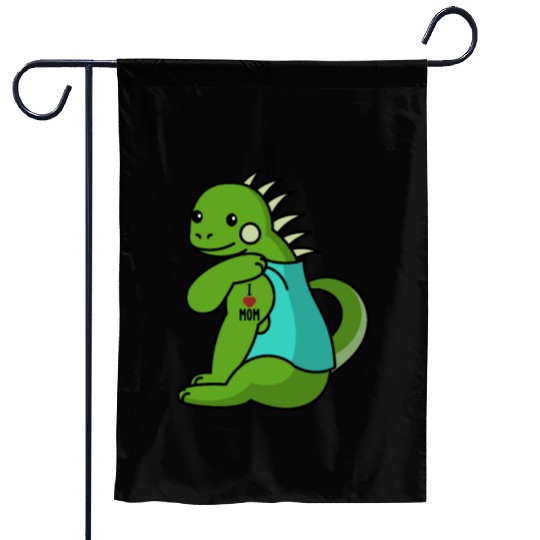 I Love Mom Tattoo Iguana Reptile Garden Flags