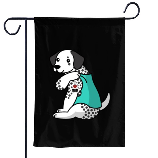 I Love Mom Tattoo Dalmatian Garden Flags
