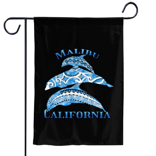 Malibu California Vacation Tribal Dolphins Garden Flags
