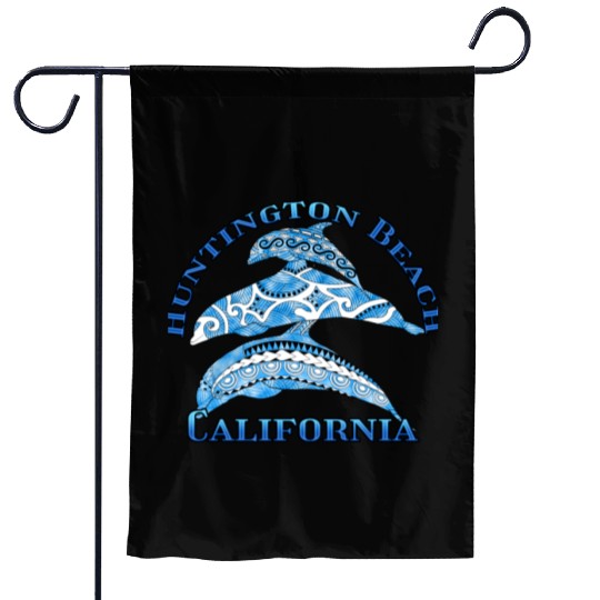 Huntington Beach California Vacation Tribal Dolphi Garden Flags