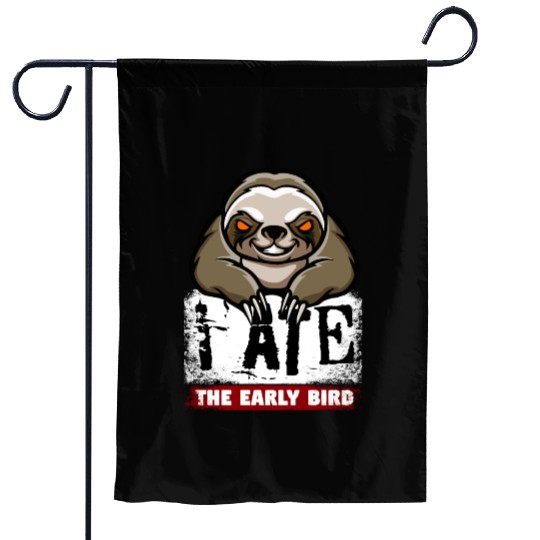 Mad grumpy sloth, the morning grouch Garden Flags