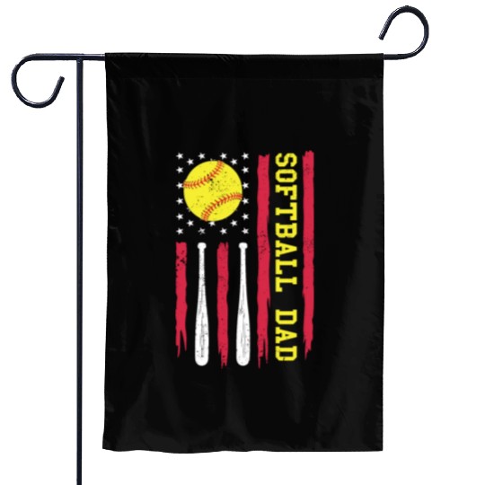 Softball Dad Vintage American Flag Garden Flags