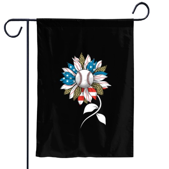 US Leopard Baseball Sunflower Women American Flag Garden Flags