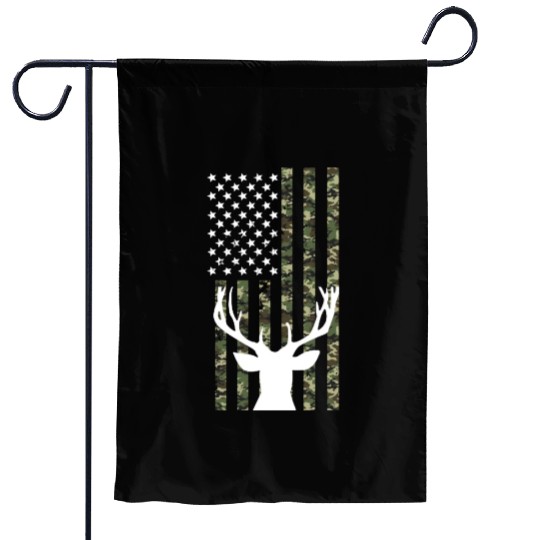 Hunting 4th of July USA Flag Camo Deer Hunter Garden Flags