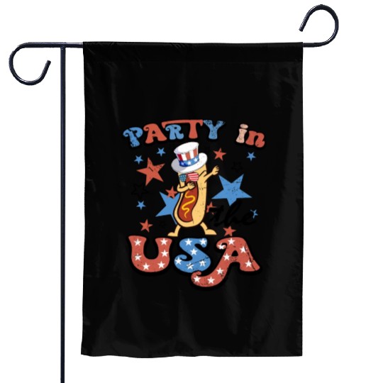 4th Of July Dance Hotdog Lover Party In The USA Garden Flags