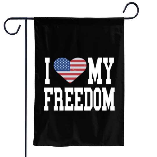 Patriotic American Flag I Heart Freedom, I Love Garden Flags