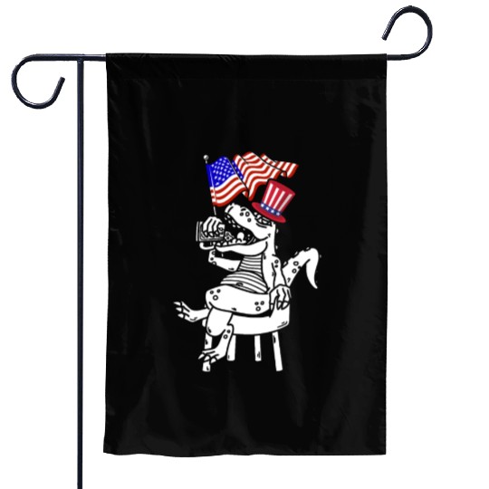 4th Of July Dinosaur US Flag Dino Patriotic Day Garden Flags