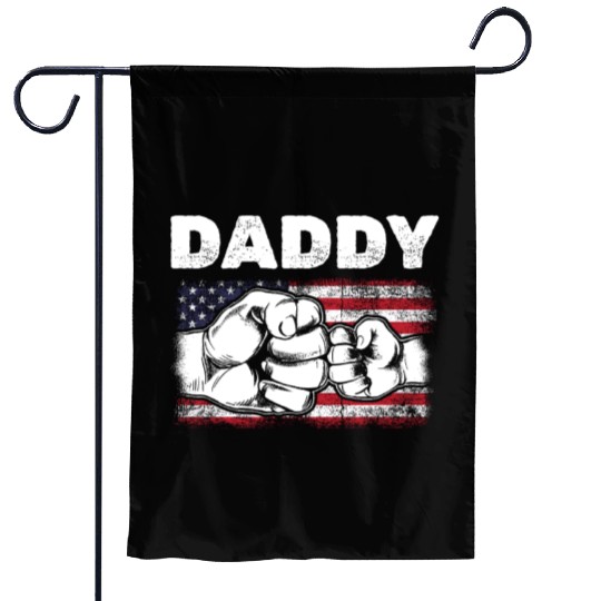 Dad & Son Fist Bump American Daddy US Flag Garden Flags