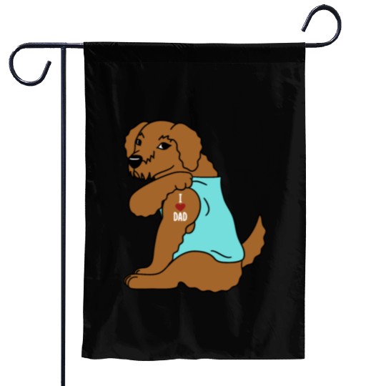 I Love Dad Goldendoodle Garden Flags