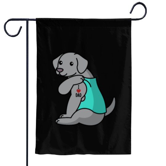 I Love Dad Weimaraner Garden Flags