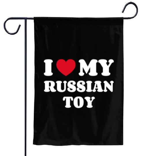 I Love My Russian Toy Garden Flags