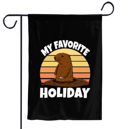 My Favourite Holiday Groundhog Garden Flags