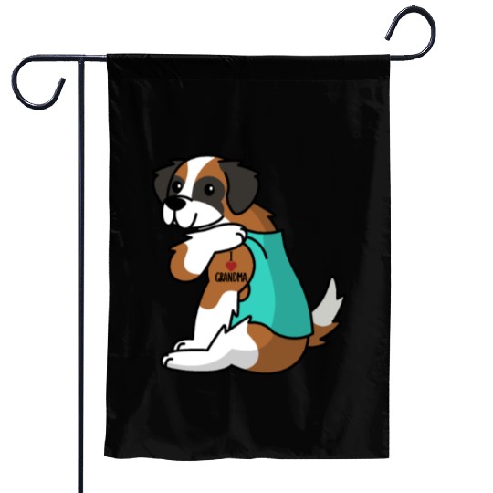 Saint Bernard I Love Grandma Garden Flags