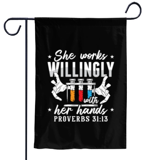 Lab Tech She Works Willingly Laboratory Technician Garden Flags