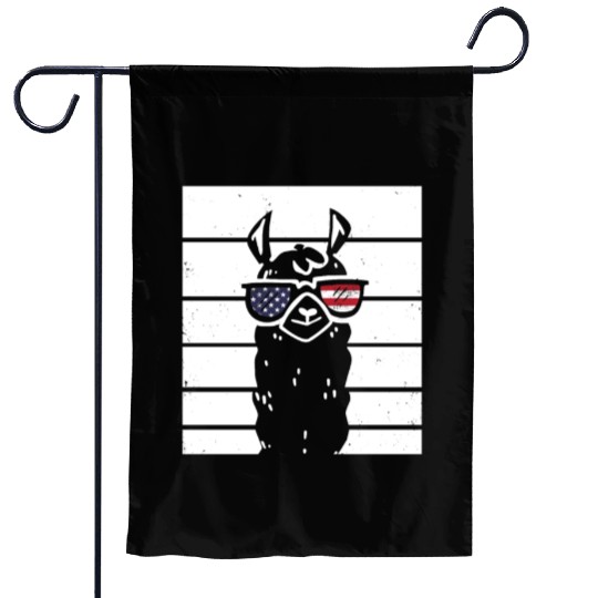 Patriotic Llama with Sunglasses US Flag 4th Of Garden Flags