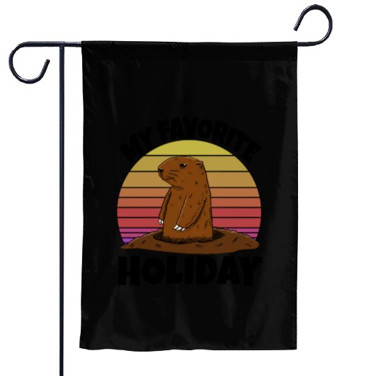 My Favourite Holiday Groundhog Garden Flags