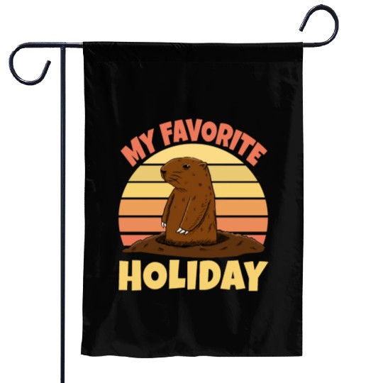 My Favourite Holiday Groundhog Garden Flags
