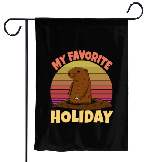 My Favourite Holiday Groundhog Garden Flags