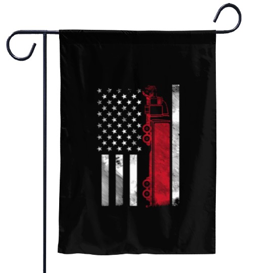 US American Flag Semi Truck Driver 18 Wheeler Garden Flags
