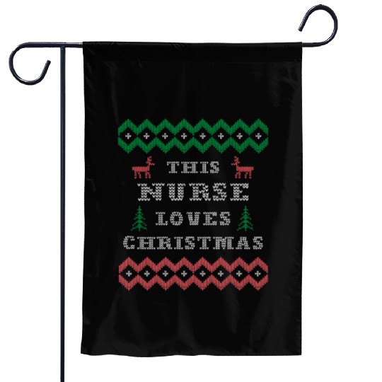 Nurse RN LPN Ugly Christmas Sweater Reindeer Tree Garden Flags