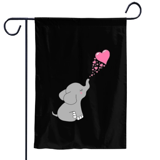 Grey Elephant with love Garden Flags
