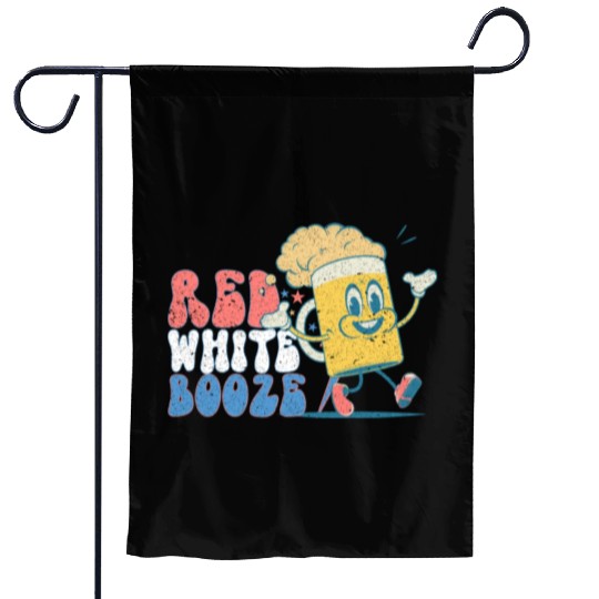 Red White and Booze - Funny 4th of July Drinking Garden Flags