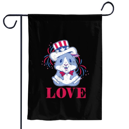 Love America American Pig Guinea USA 4th Of July Garden Flags