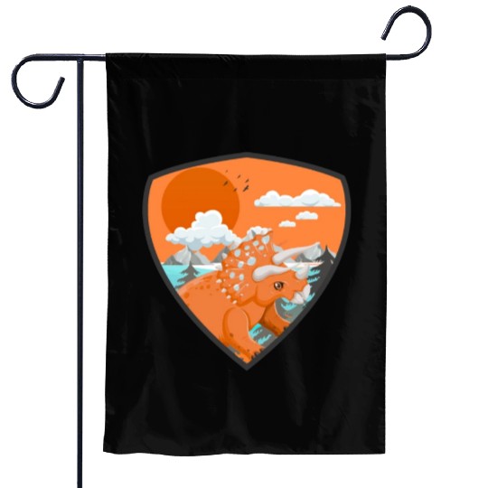 triceratops predators in mountains Garden Flags