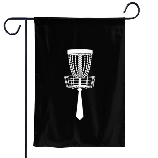 Funny classy disc golf basket with a tie Garden Flags