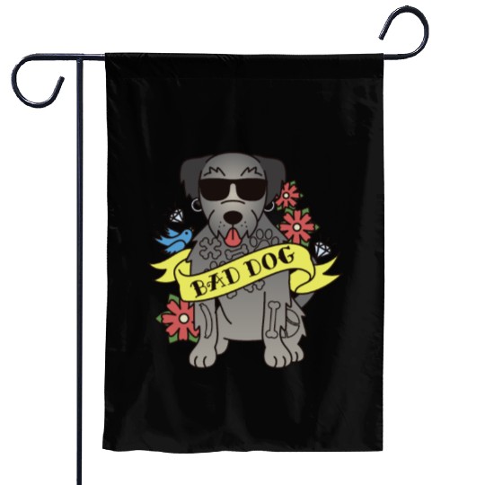 Bad Dog Tattoo Irish Wolfhound Garden Flags