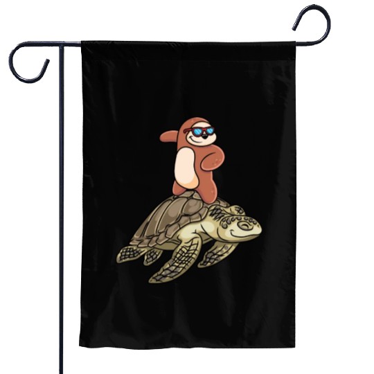 Sloth Surfing Turtle Slow Animal Lover Garden Flags