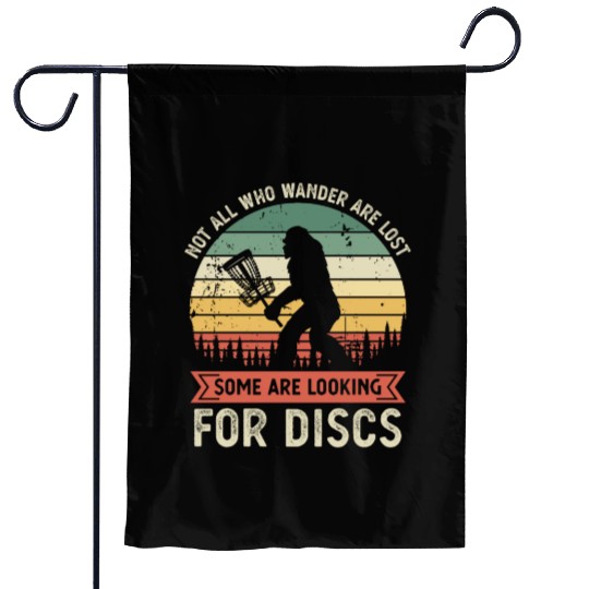 Funny Disc Golf Bigfoot Sasquash Vintage Sunset Garden Flags
