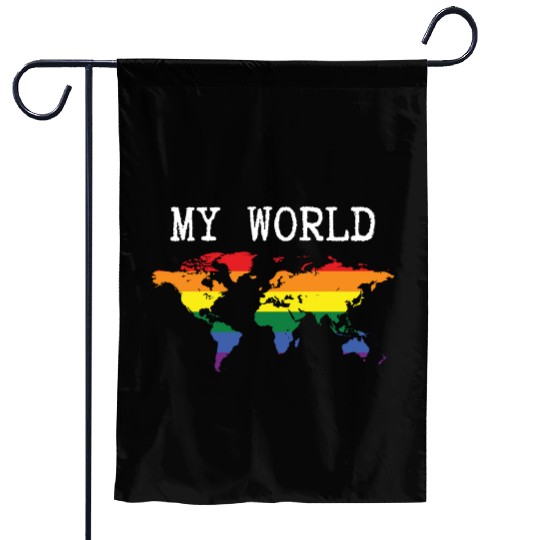 my world, lgbt community Garden Flags