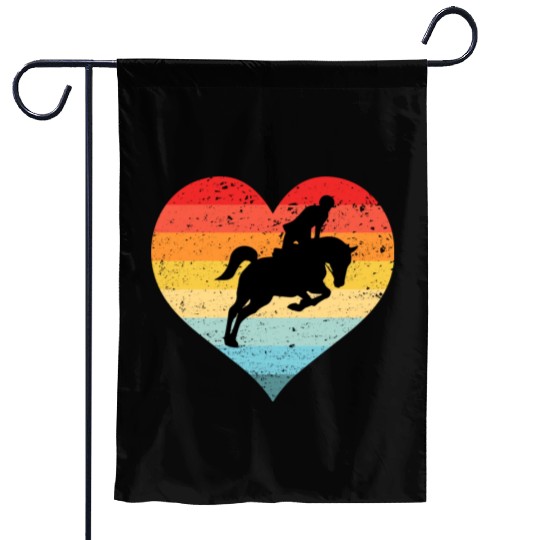 Retro Sunset Horse Lover Rider Equestrian Horseman Garden Flags