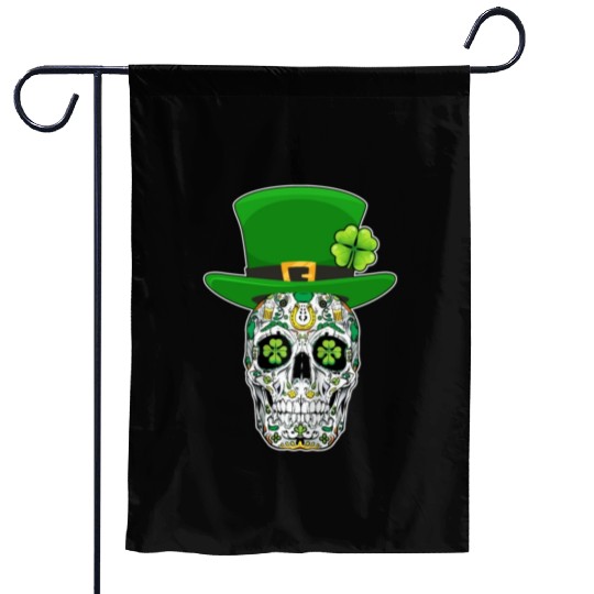 Sugar Skull Saint Patrick's Day of Dead Garden Flags