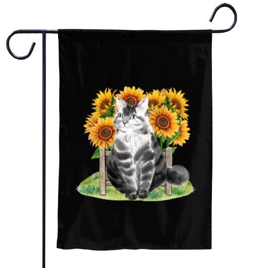 Black Cat With SunFlowers, Gifts For Kitten Lovers Garden Flags
