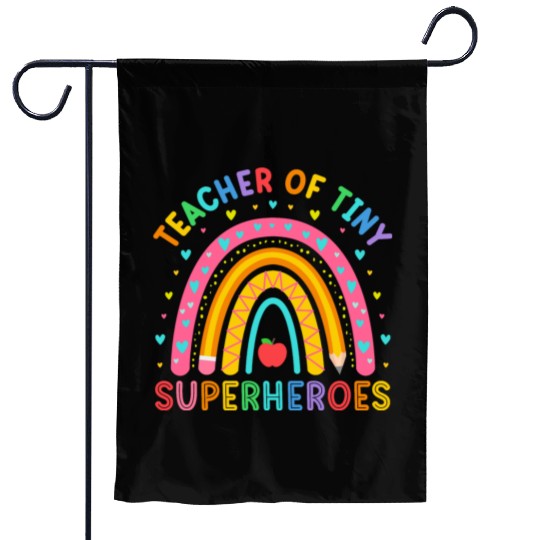 Teacher Of Tiny Superheroes Funny Pre-k Teacher Garden Flags