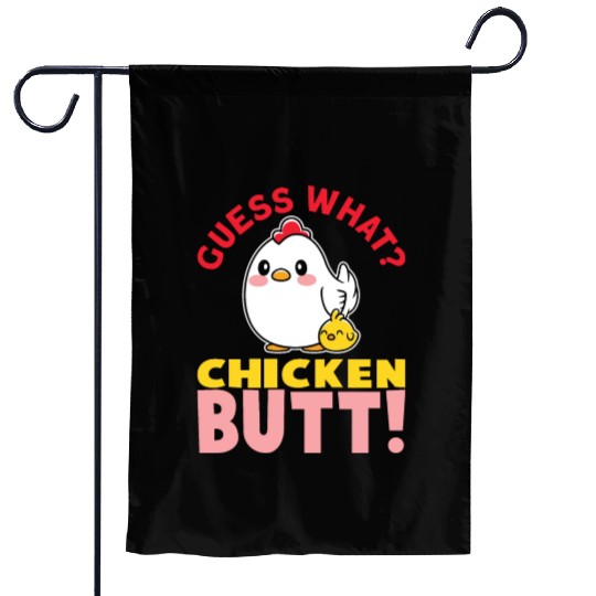 Guess What Chicken Butt Chicken Rooster Farmer Garden Flags