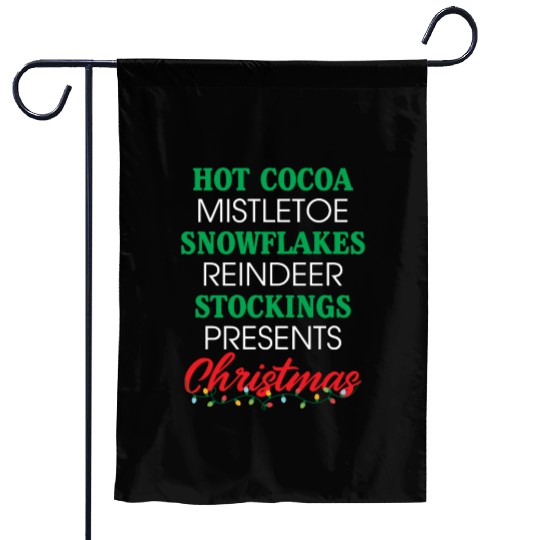 Hot Cocoa Mistletoe Snowflakes Reindeer Stockings Garden Flags