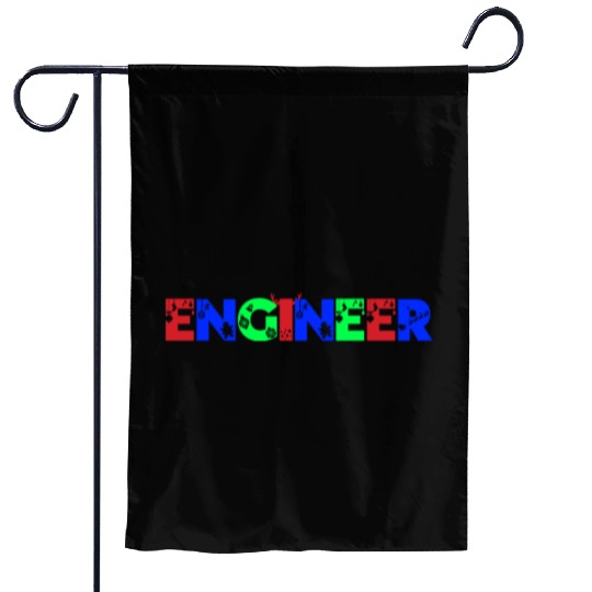 Engineer Christmas Snowflake Typography Garden Flags