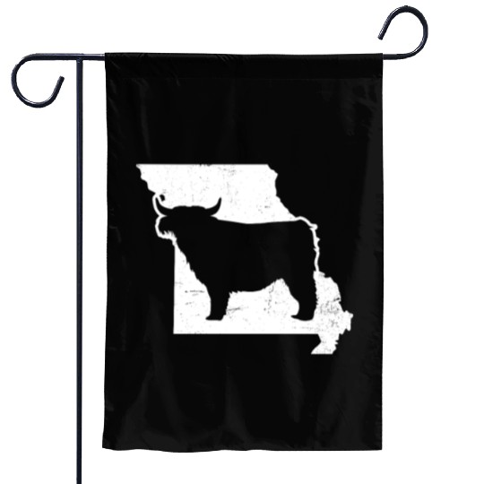 Highland Cow Patriotic Missouri 4th July Garden Flags