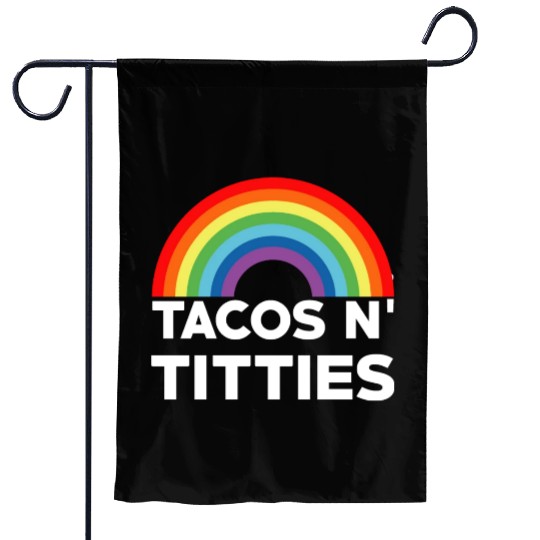 Tacos and Titties Funny LGBT Gay Pride Gifts LGBTQ Garden Flags