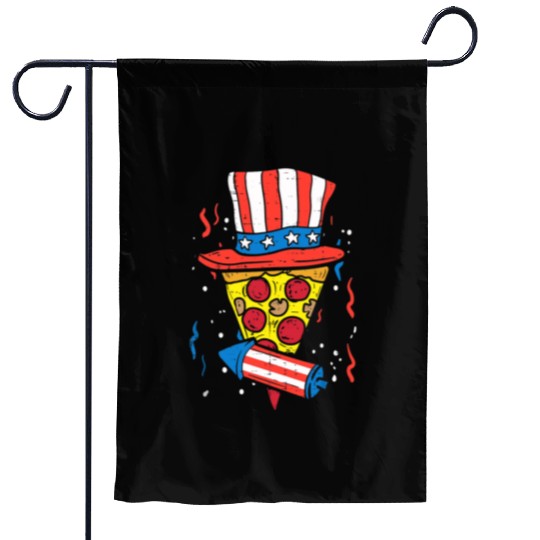 Pizza US Flag Hat Firecracker 4th Of July Food Garden Flags