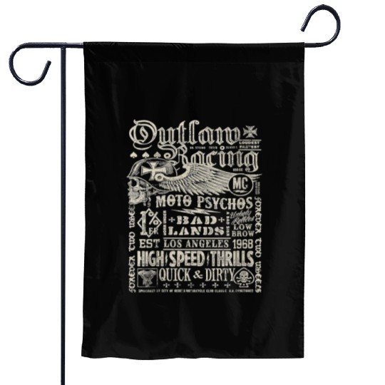 Womens Outlaw Racing Moto Psychos Skull Biker Garden Flags