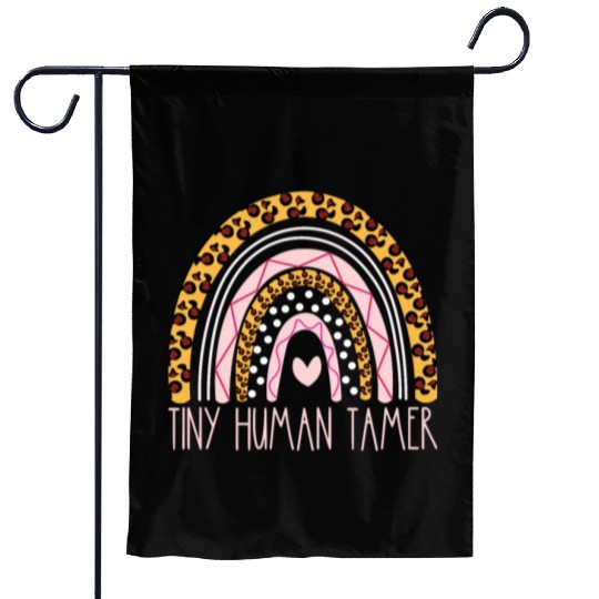 Tiny Human Tamer Bohemian Rainbow Daycare Teacher Garden Flags
