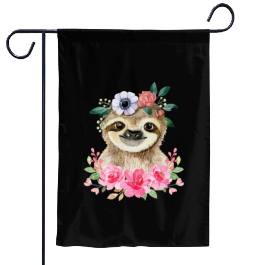 Flower Sloth Girl Women Mom Sloths Garden Flags