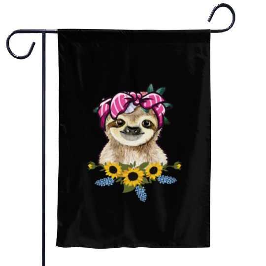 Sloth Sunflower Girls Mother Gardening Garden Flags